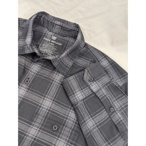 Mack Weldon Plaid Coolmax Merino Wool Blend Flannel Shirt Large Gray Black EUC